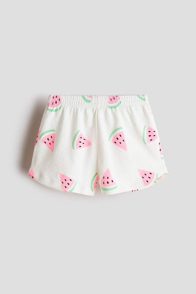 Cotton Jersey Shorts - White/watermelon slices/Ivory/butterflies/Yellow - 1