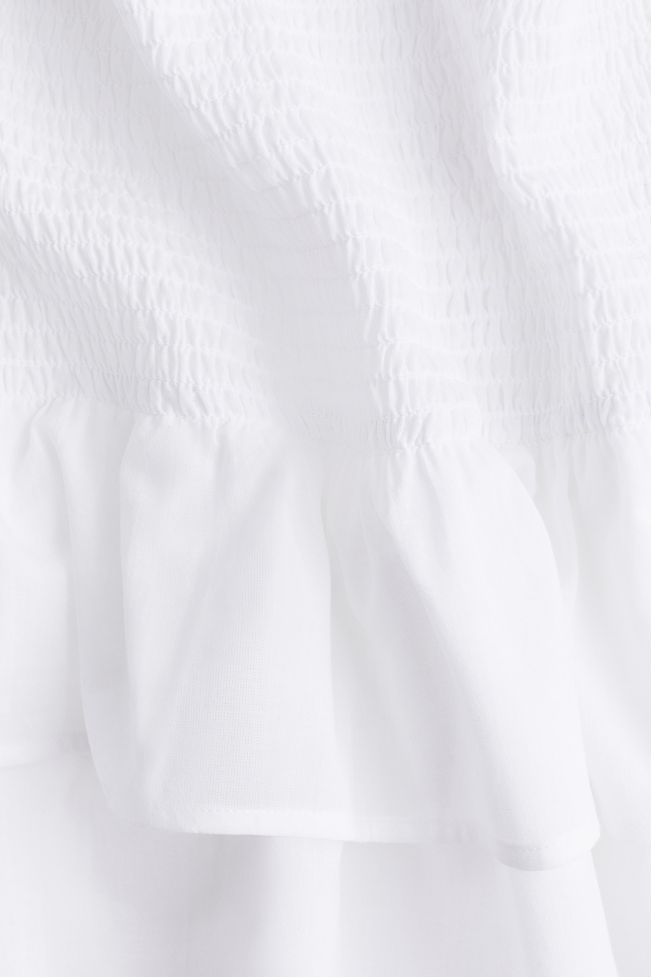 Smocked-waist Tiered Skirt - Regular waist - Mini - White - Ladies | H&M US