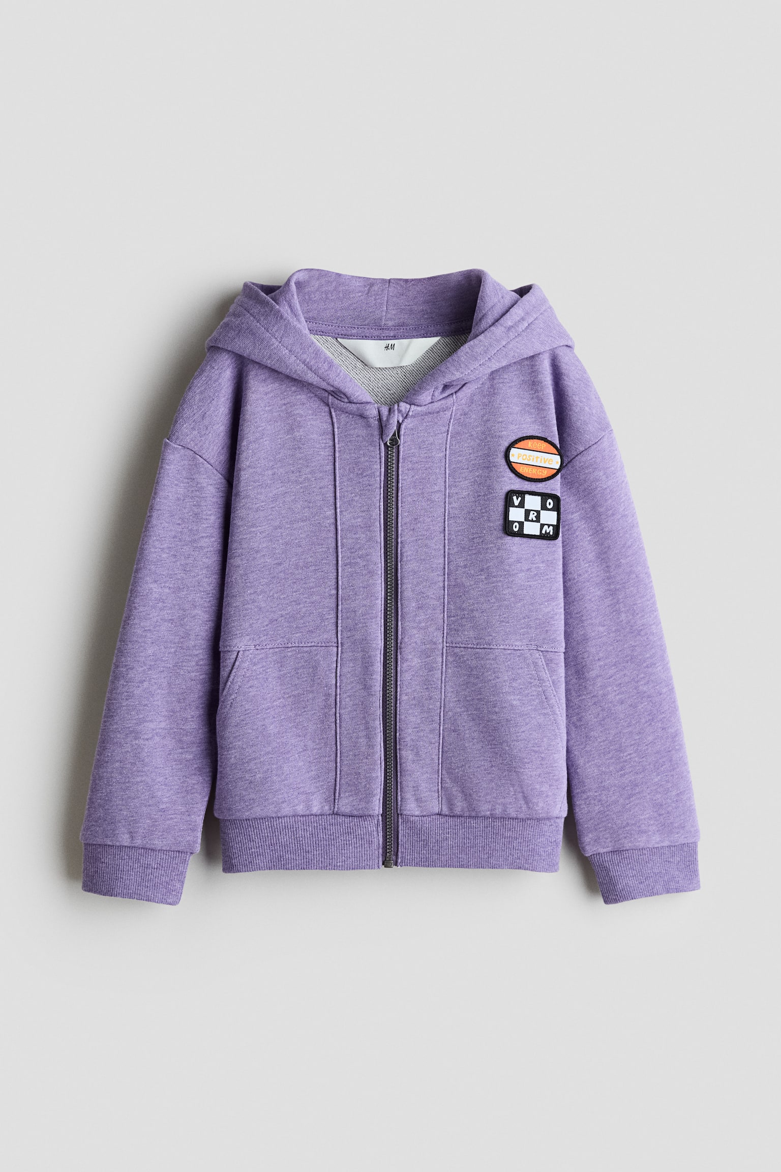 Appliquéd Hooded Jacket - Purple melange - 1