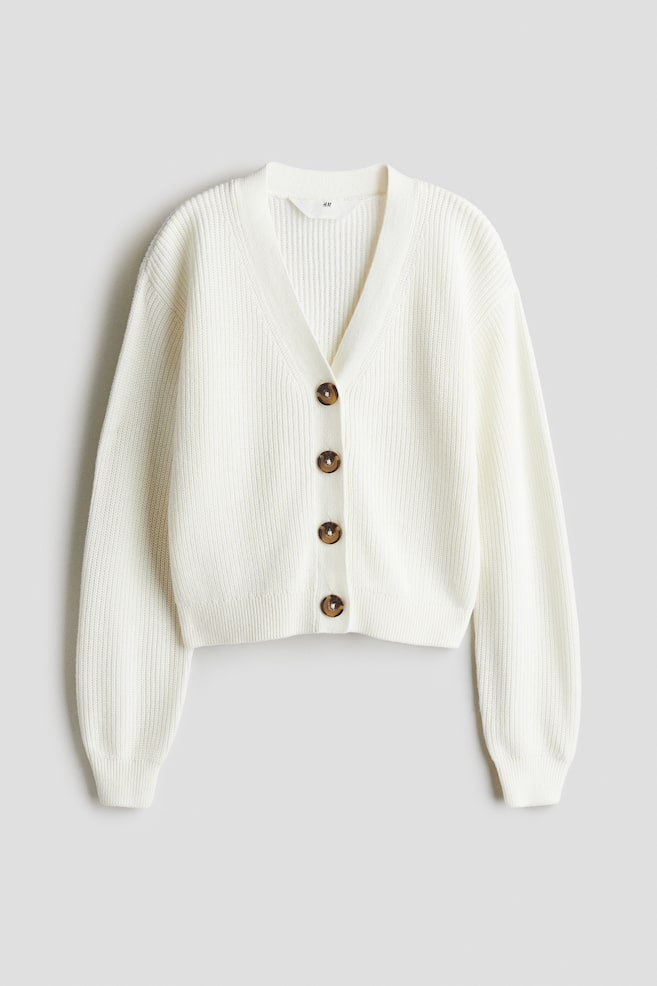 Rib Knit Cardigan - Cream/White/Black stripe/Navy blue - 1