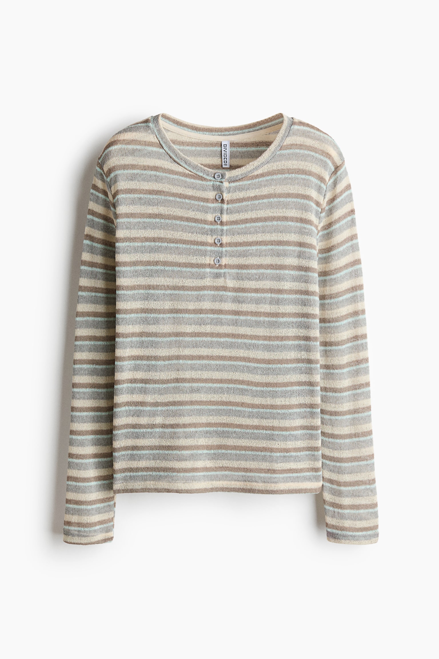 Женский топ H&M Long-Sleeved Top, цвет: Бежевый / Полосатый — фото 1