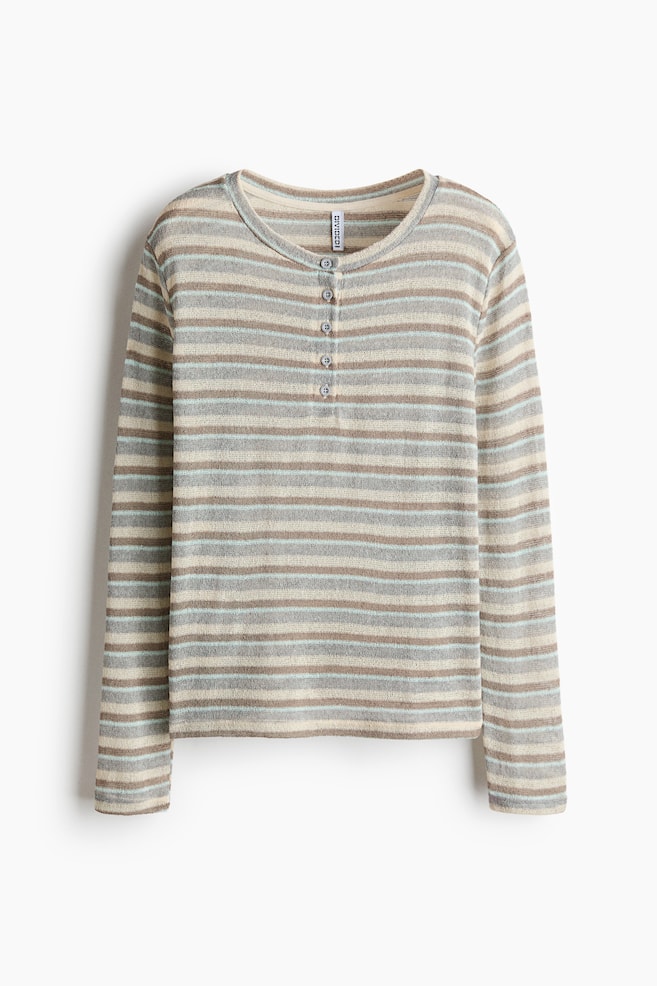 Long-sleeved top - Light beige/Striped - 1