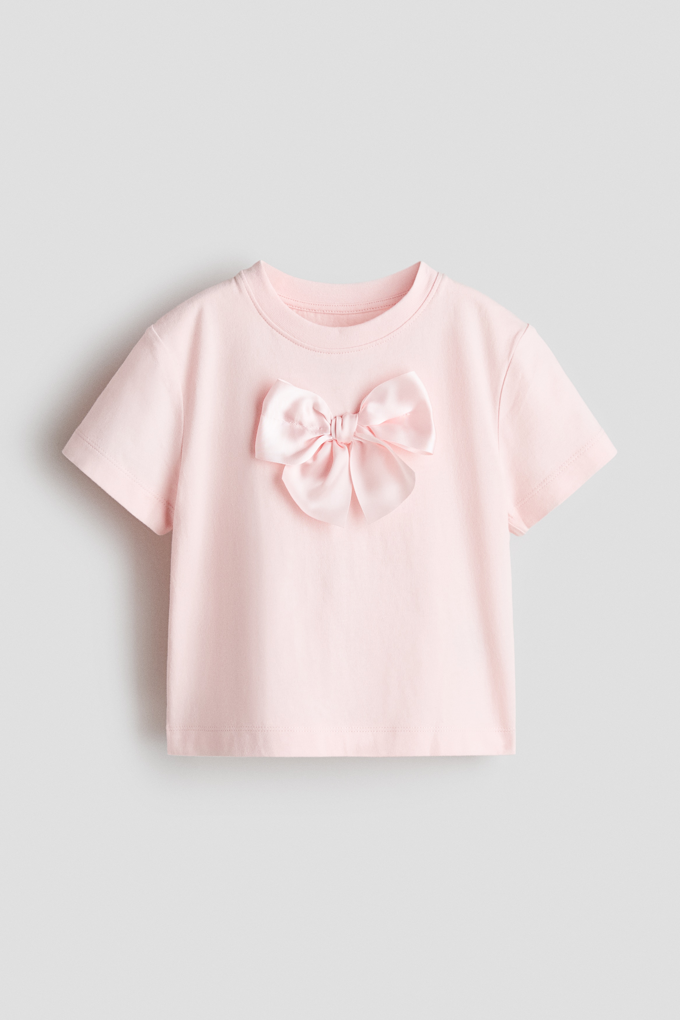 Appliquéd T-shirt - Light pink/Bow/Red/Hearts