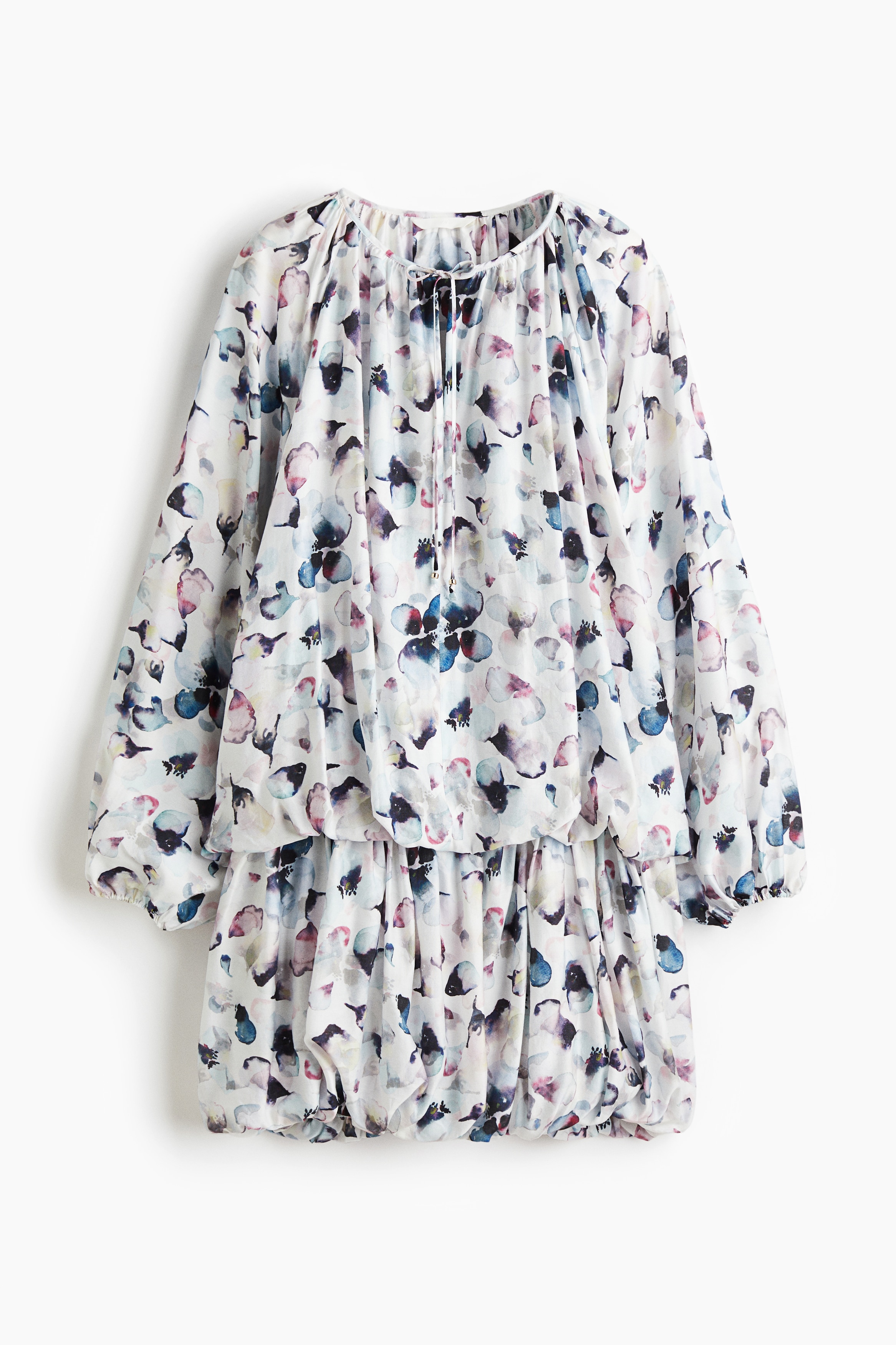 Bubble-hem dress - White/Floral/White/Patterned