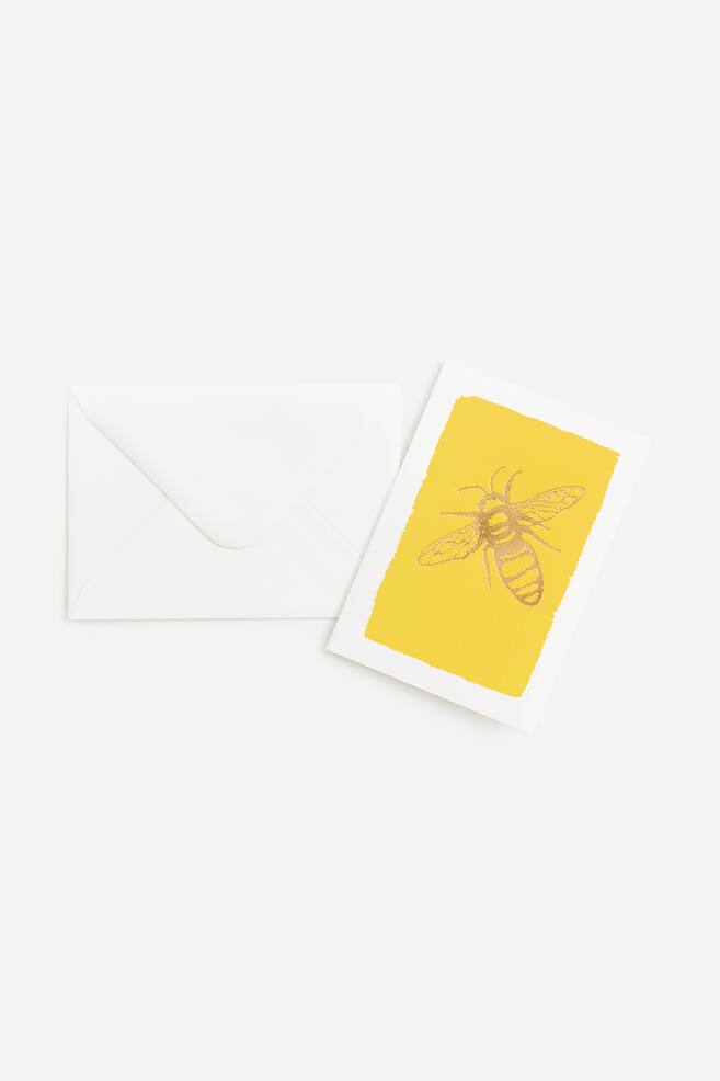 Small greeting card with envelope - Yellow/Bee/Green/Fern/Red/Heart - 1