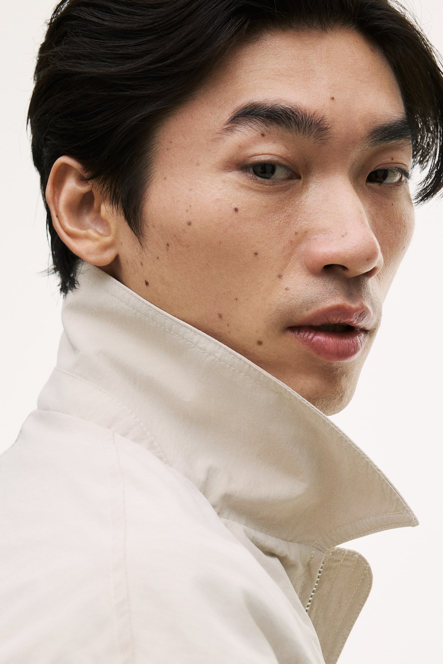 Áo khoác bomber có lá cổ - Màu be/Màu xám đậm - 6