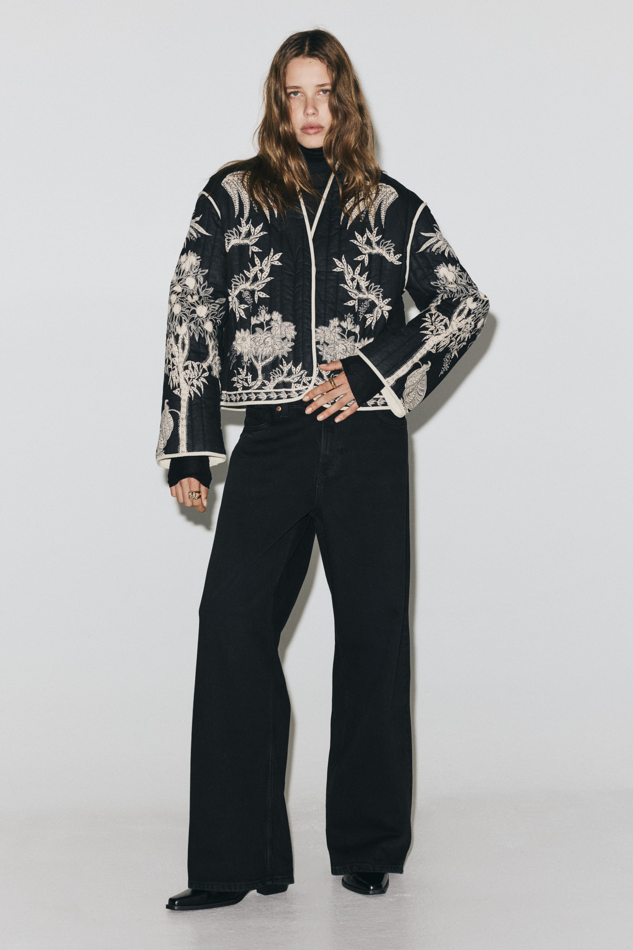 Ampliar la imagen: Saco guateado - Negro/Diseño - Ladies | H&M MX 1