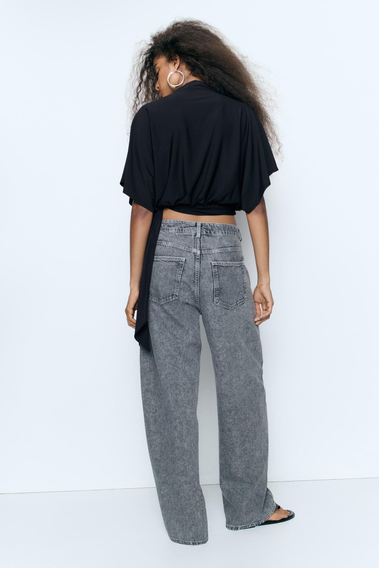 Женский топ H&M Tie-Detail Batwing-Sleeved Top, цвет: Чёрный — фото 6