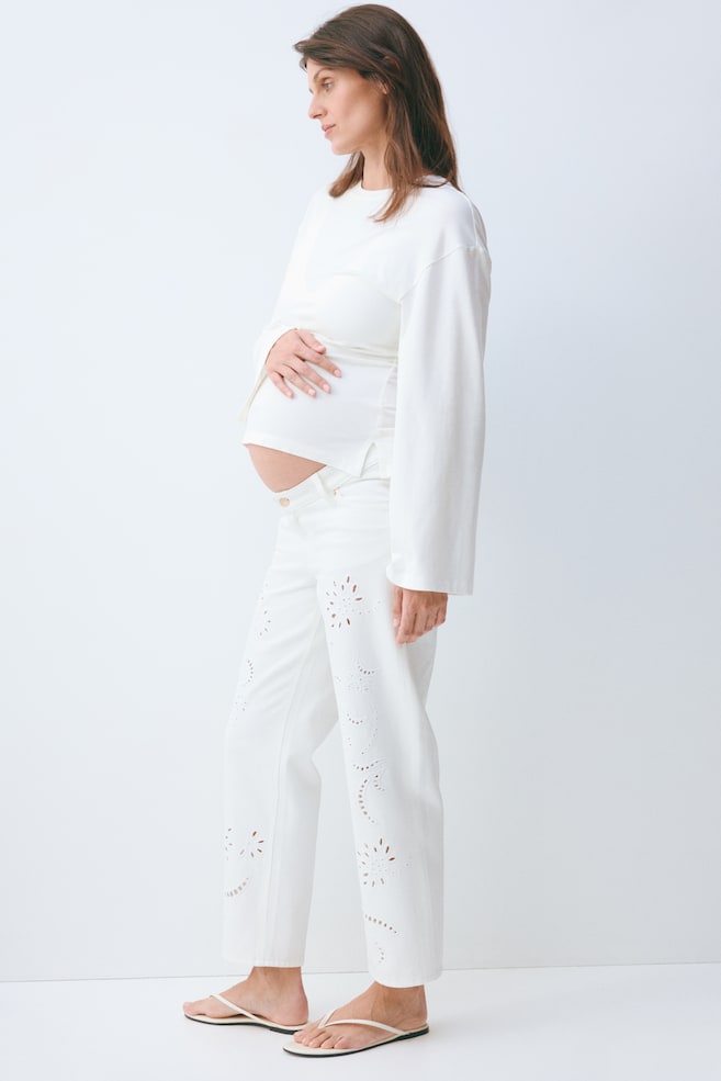 MAMA Straight Ankle Jeans-Hvit - 6