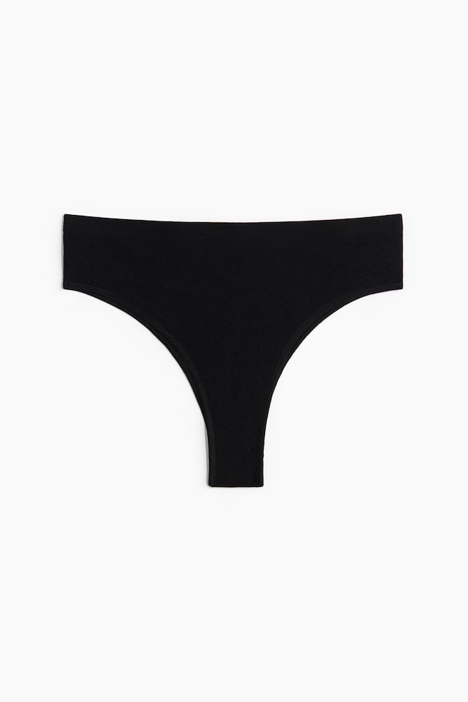 Seamless Lace Brazilian briefs - Black - 1