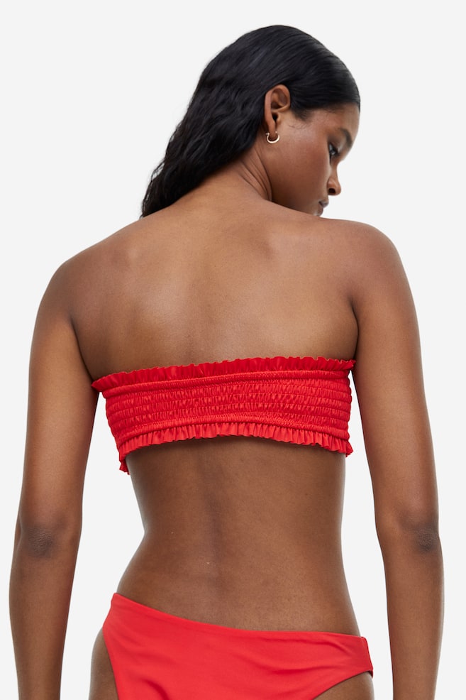 Smocked bandeau bikini top - Red/Turquoise/Butterflies - 6