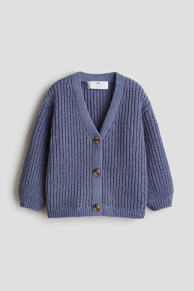 Cardigan in maglia di ciniglia - Blu - 1