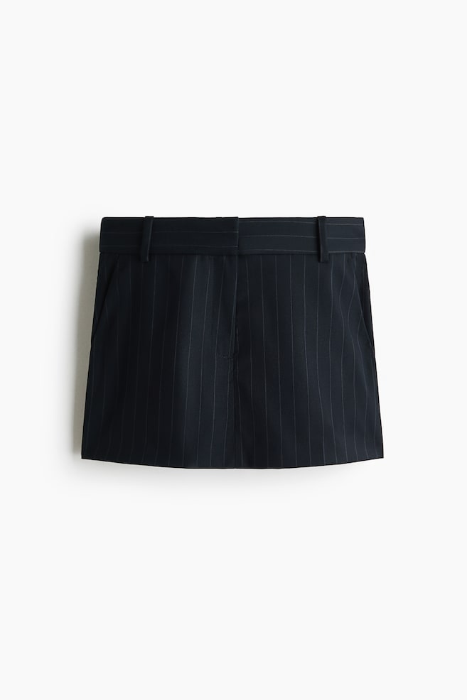 Satin Twill Mini Skort - Navy blue/pinstriped - 1