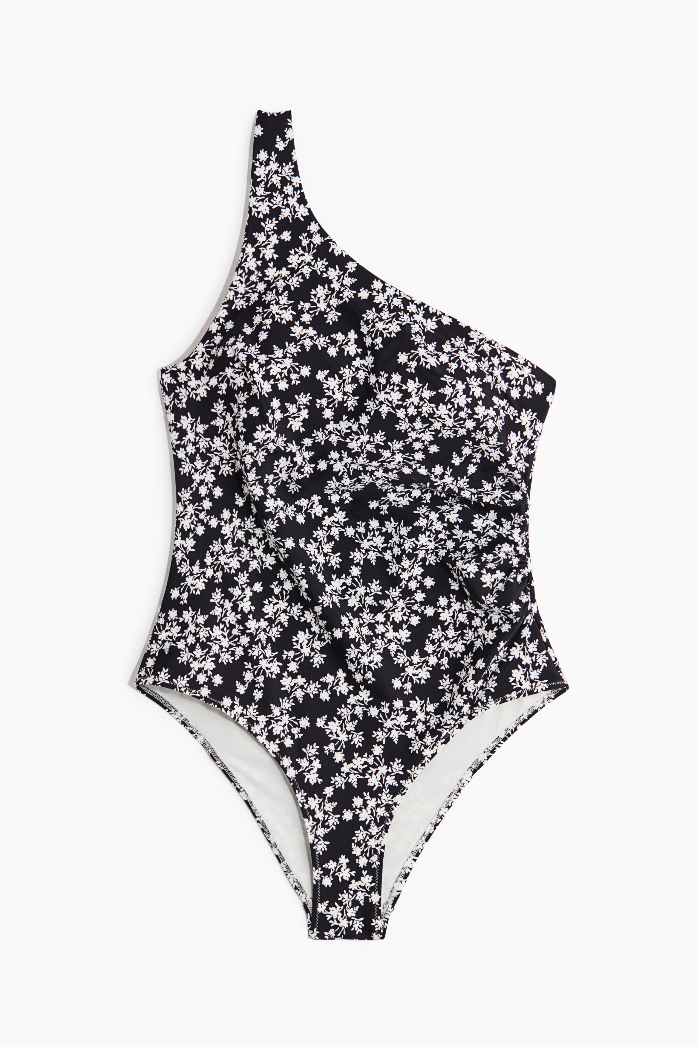 Ολόσωμο μαγιό Light Shape με έναν ώμο - Μαύρο/φλοράλ/Σκούρο κόκκινο/Μαύρο