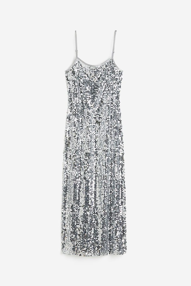 Sequined slip dress - Silver-coloured/Apricot/Black - 2
