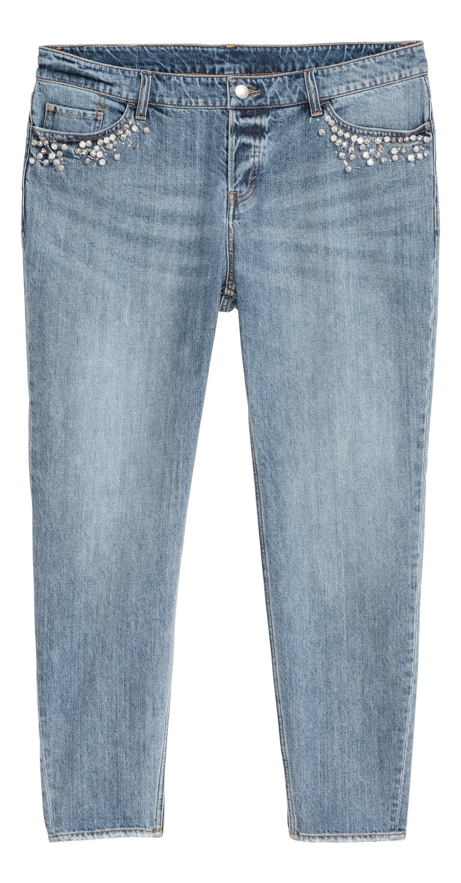 H&M+ Boyfriend Low Jeans - Denim blue/Beads - 1