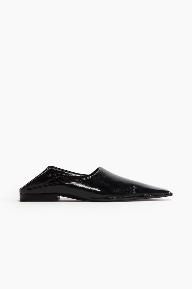 Square-toe leather loafers - Black - 1
