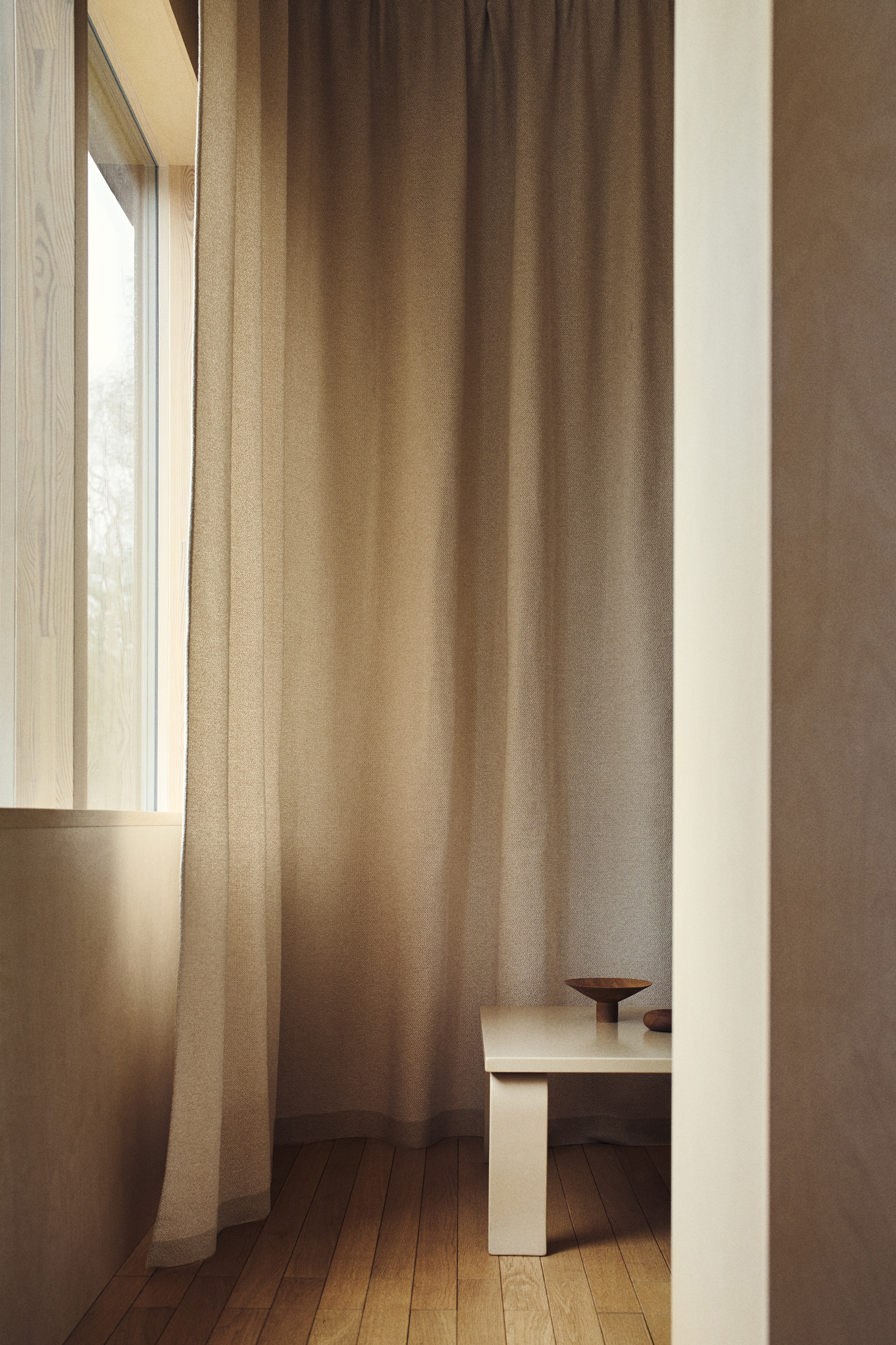 Velmi dlouhý závěs z buklé 2 kusy - Béžová/Šedobéžová