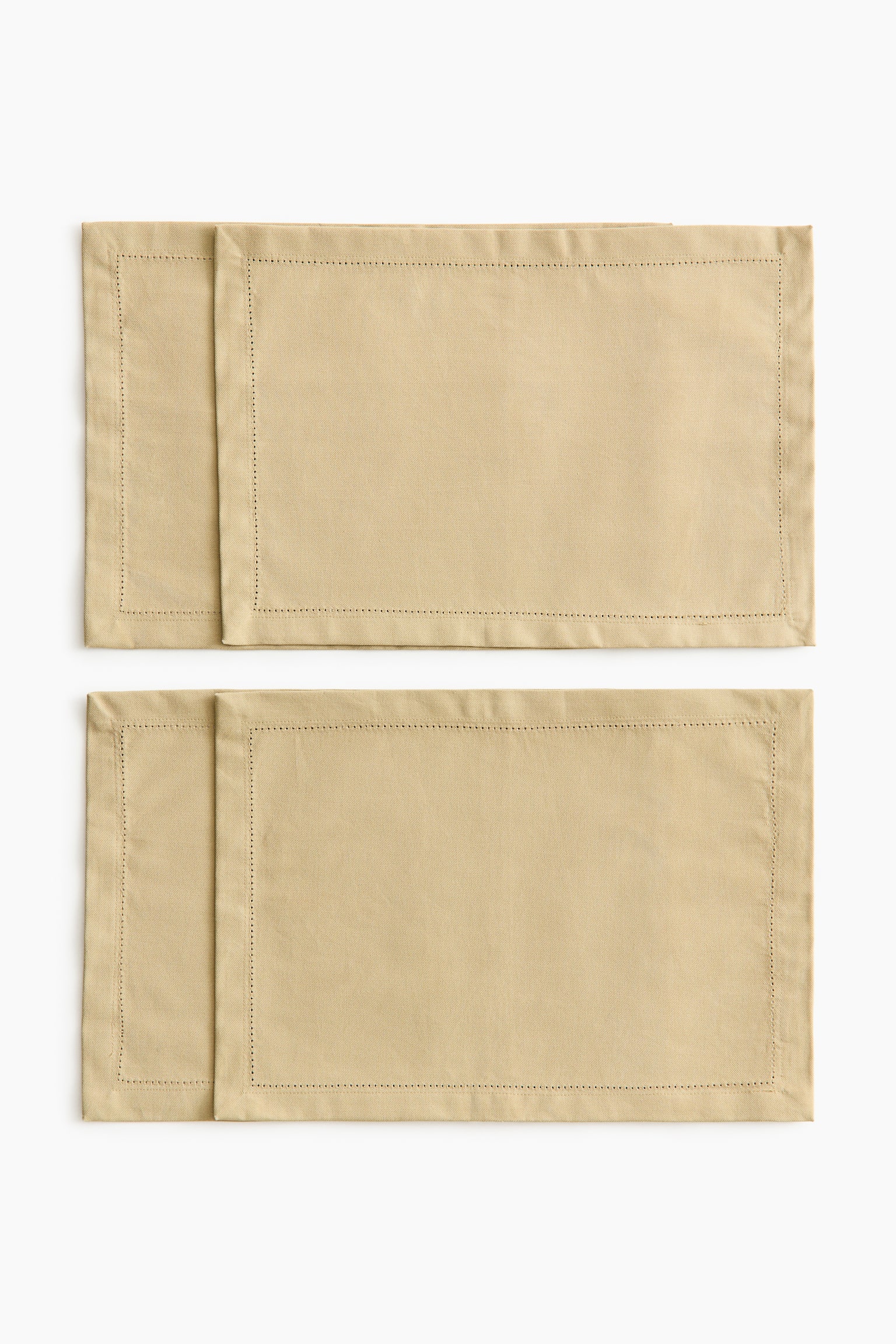 4-pack cotton place mats - Dusty yellow/Dusty blue/White/Light beige