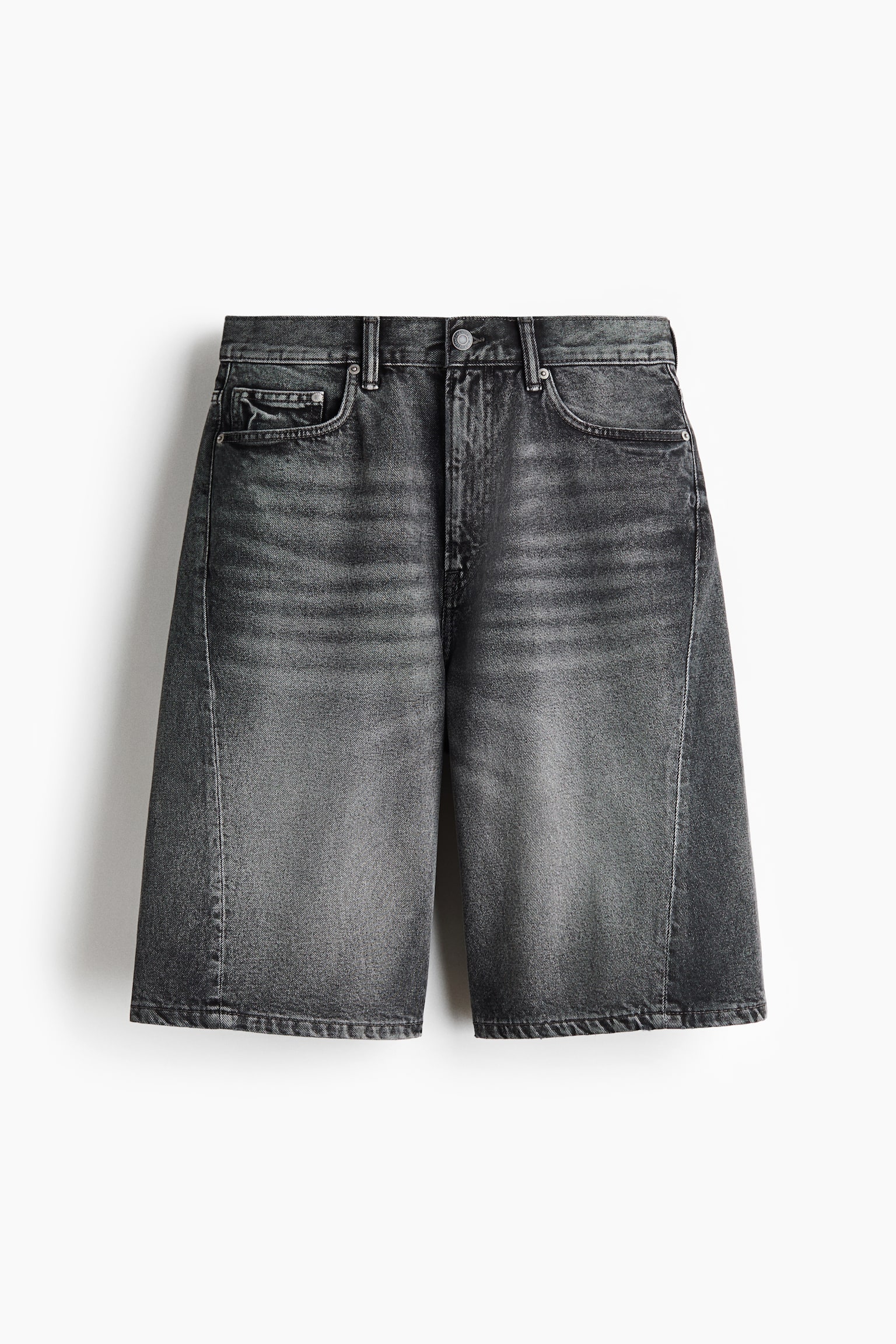 Baggy Twist-Detail Denim Shorts - Dark denim gray/Light denim blue/Dark denim blue - 1