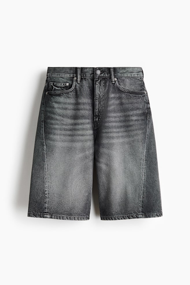Baggy Twist-detail denim shorts - Dark denim grey/Light denim blue - 1