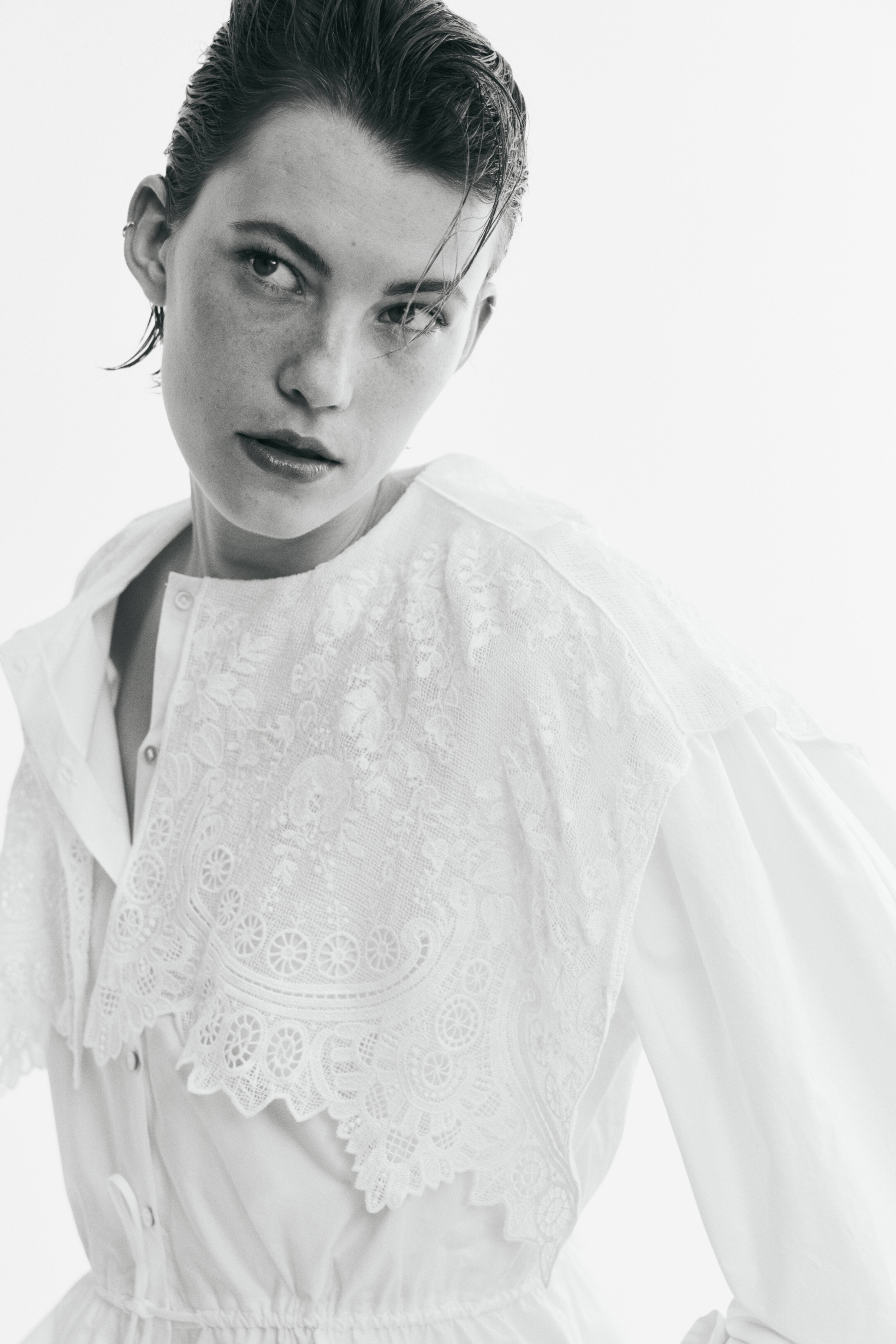 Blouse en coton avec dentelle