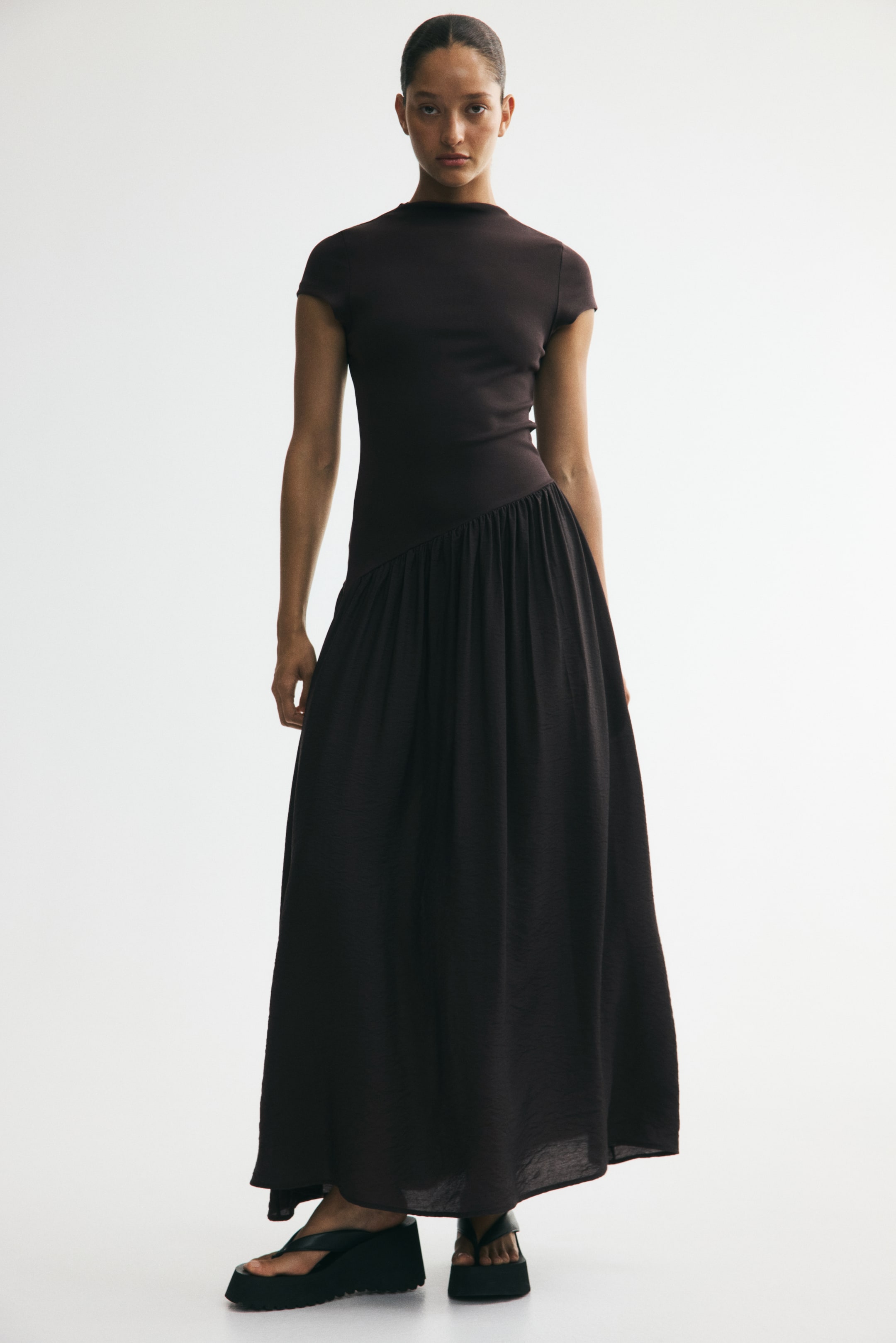 Женские H&M Asymmetric Dual-Fabric Dress — фото 4