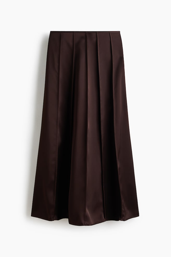 A-line satin skirt - Dark brown - 1