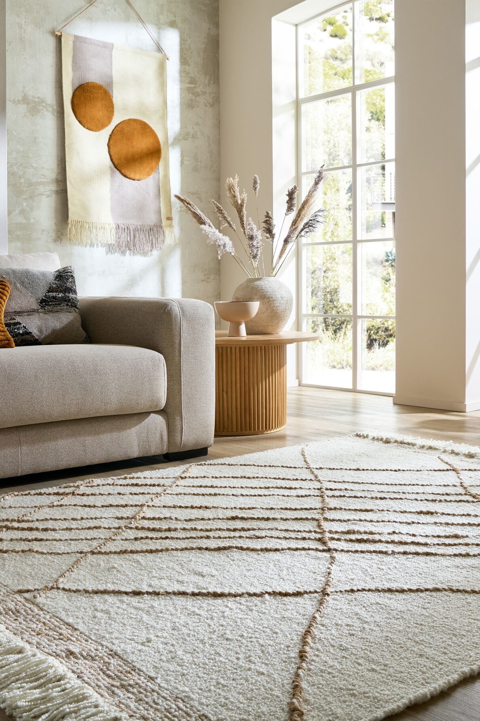 Tapis Linéaire En Coton Asterix - Beige/naturel