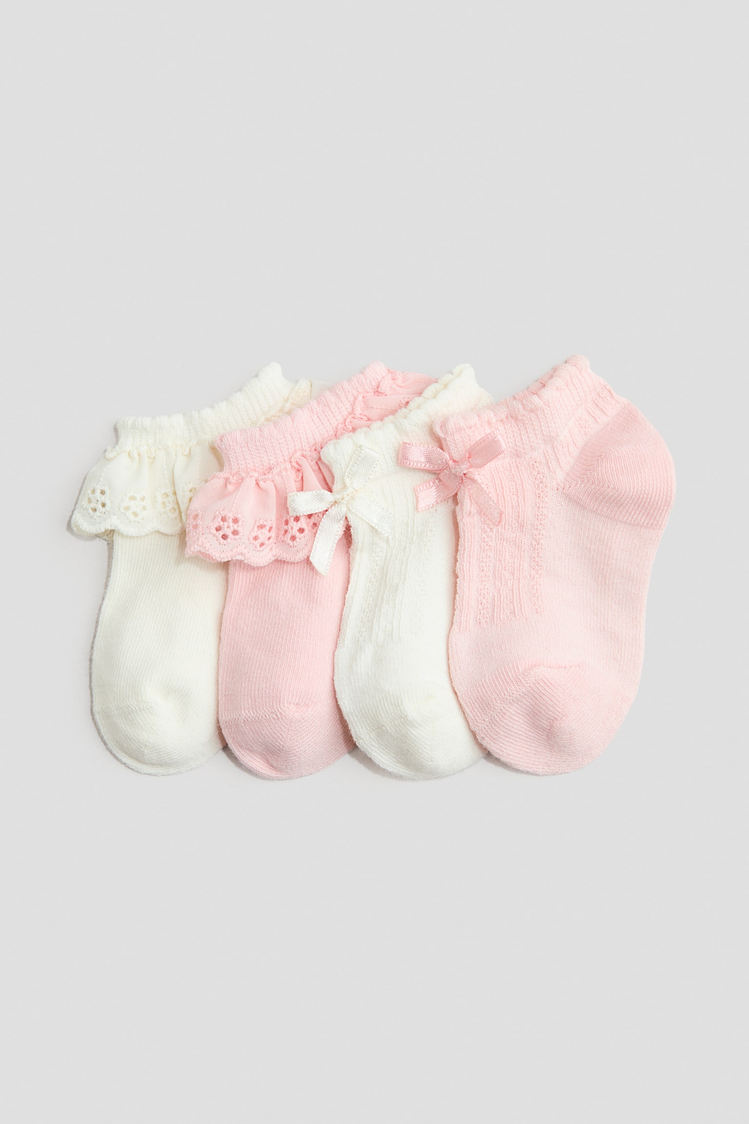 4-pack shaftless socks - Light pink/White/Beige/White/Light blue/Pink/Beige/White/Light purple/Dusty pink/White - 1
