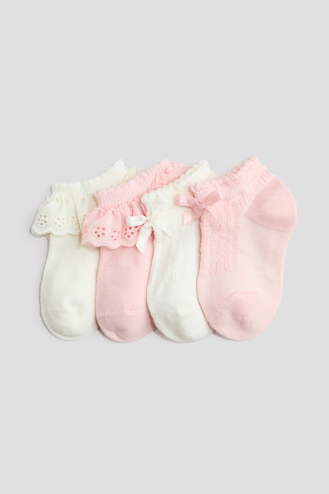 4-pack Ankle Socks - Light pink/white/Beige/white/Pink/beige/Pink/light purple - 1