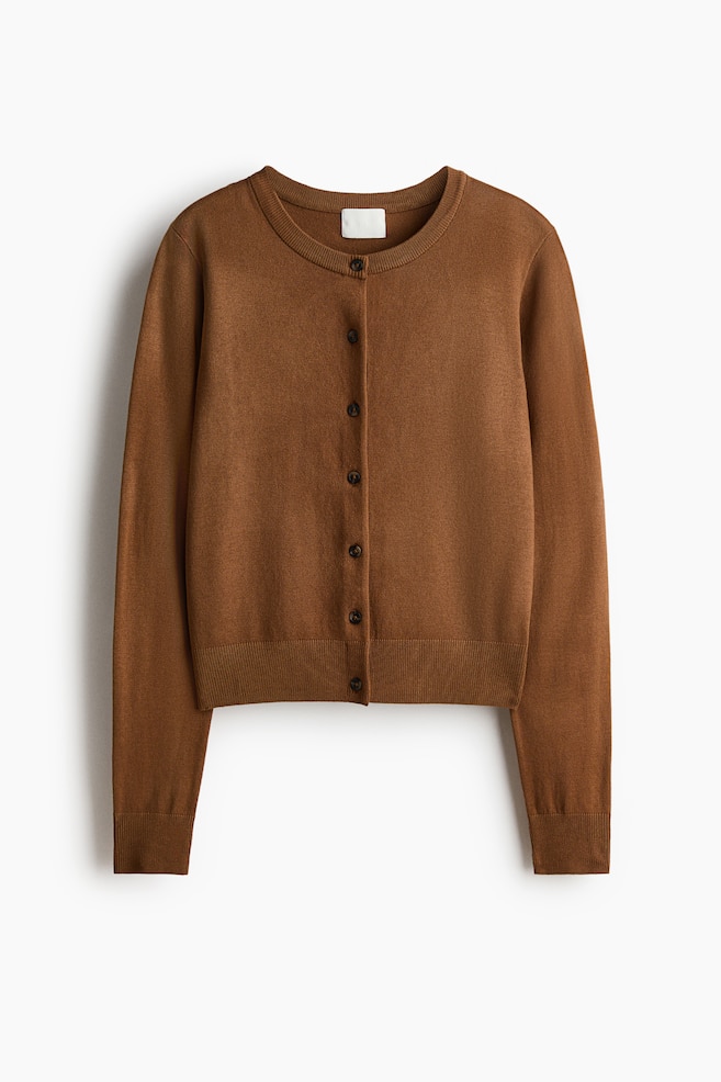 Fine-knit cardigan - Brown/Black/Cream/Dark brown/Dark mole/Dark grey marl/Light beige/Dark grey/White/Black striped/Bright orange/Light greige/Black/White striped - 1