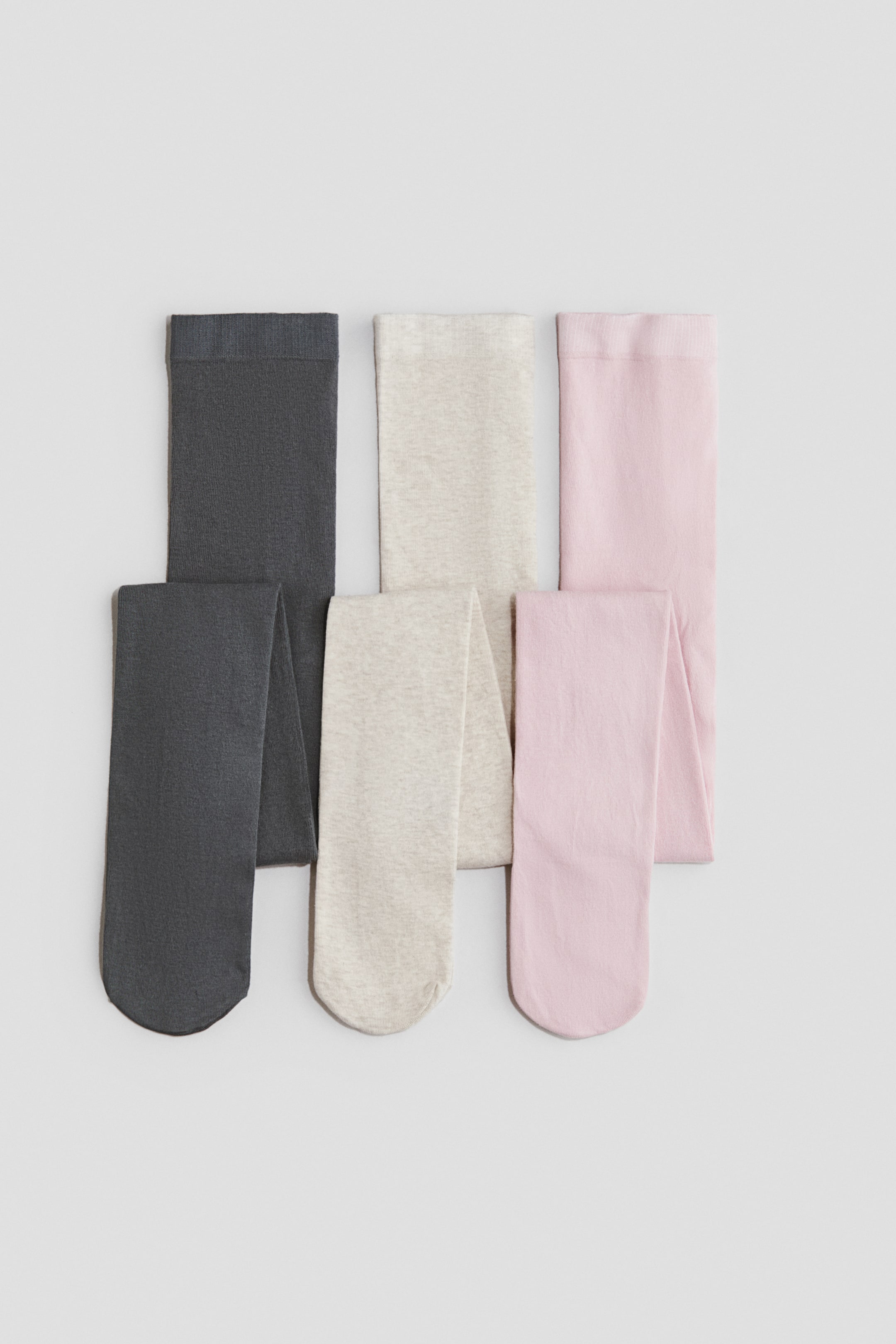View larger image: 3-pack fine-knit tights - Dark grey/Light pink - Kids | H&M 1