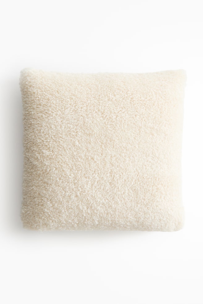 Teddy Fleece Cushion Cover - Light beige/Dark brown - 1