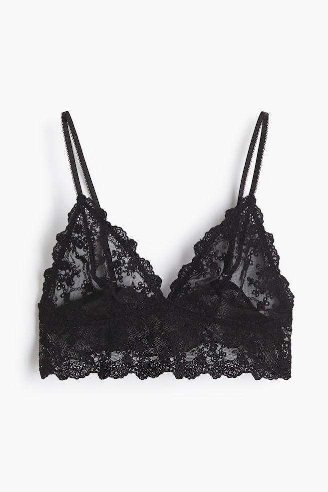 Besticktes Bralette - Schwarz/Weiß - 1