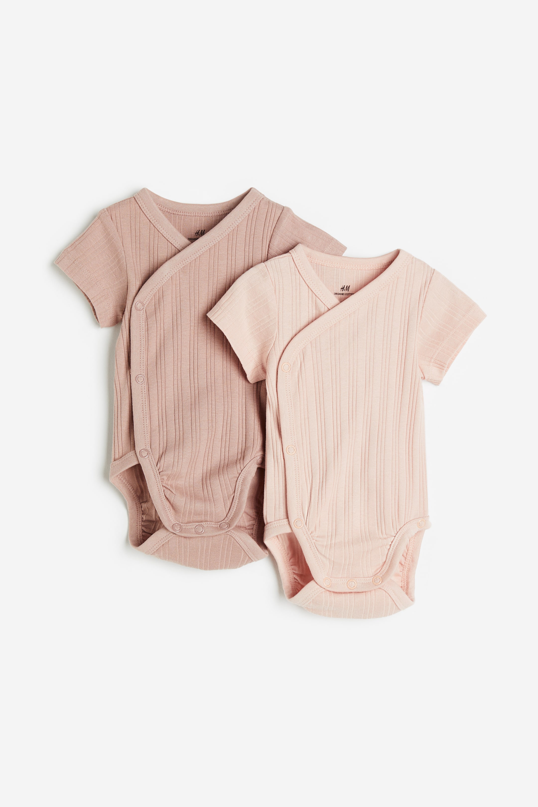 View larger image: 2-pack wrapover bodysuits - Powder pink/Beige-pink - Kids | H&M HK 1