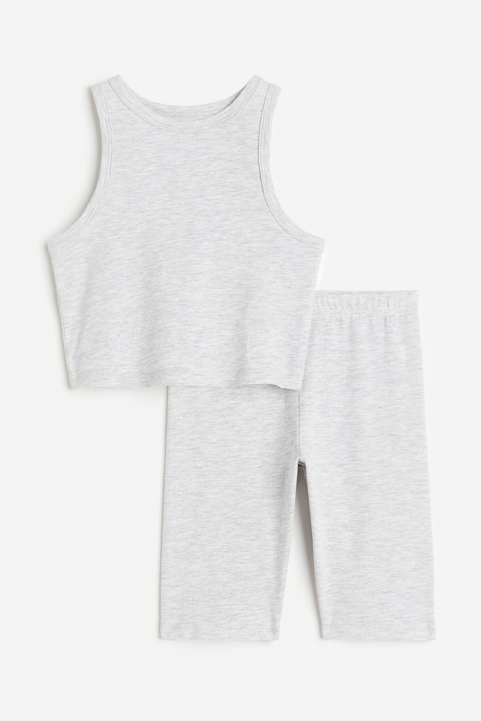 2-piece ribbed jersey set - Light grey