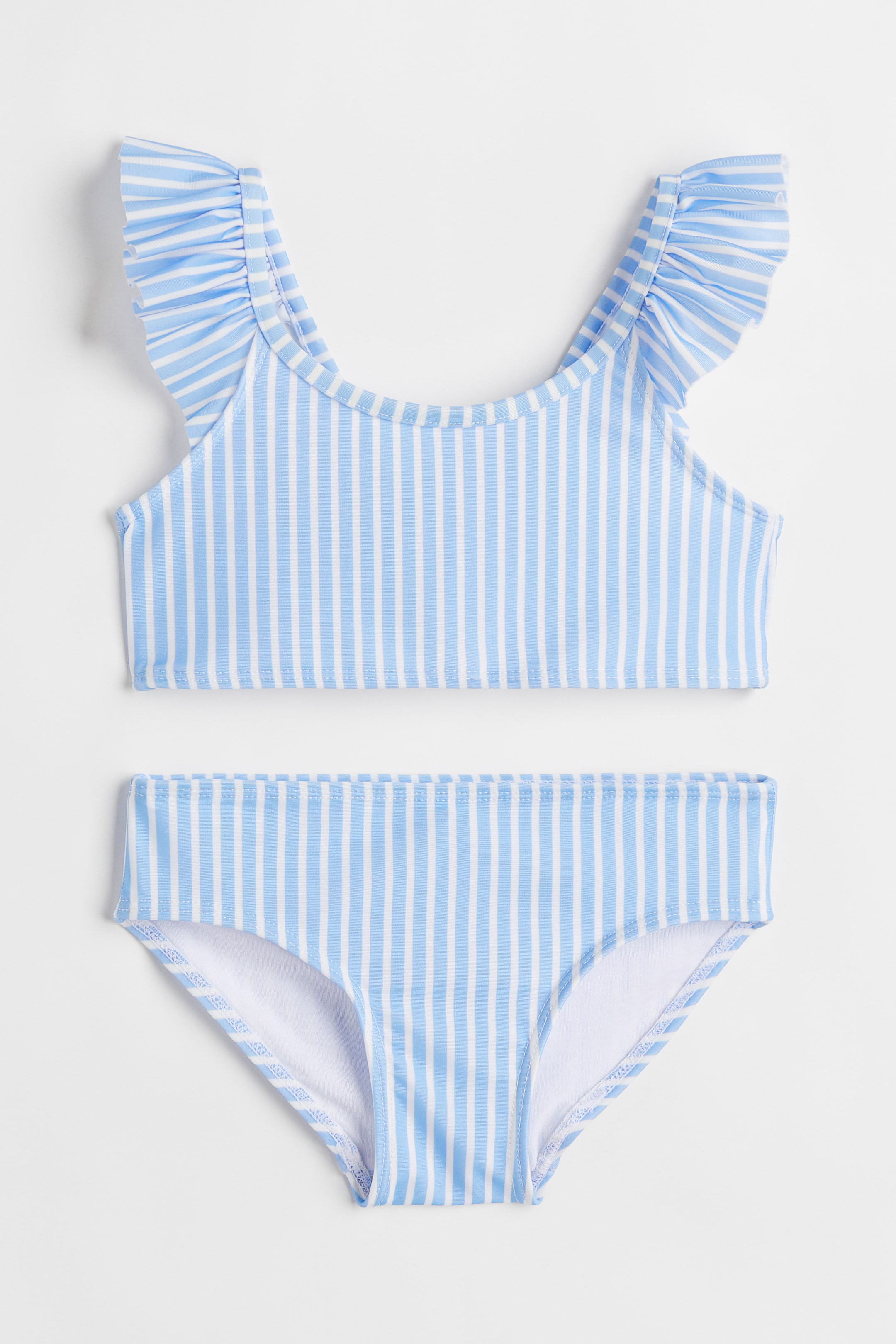 Xem ảnh lớn hơn: Bộ bikini viền nhún bèo - Màu xanh dương nhạt/Kẻ - Kids | H&M VN 1