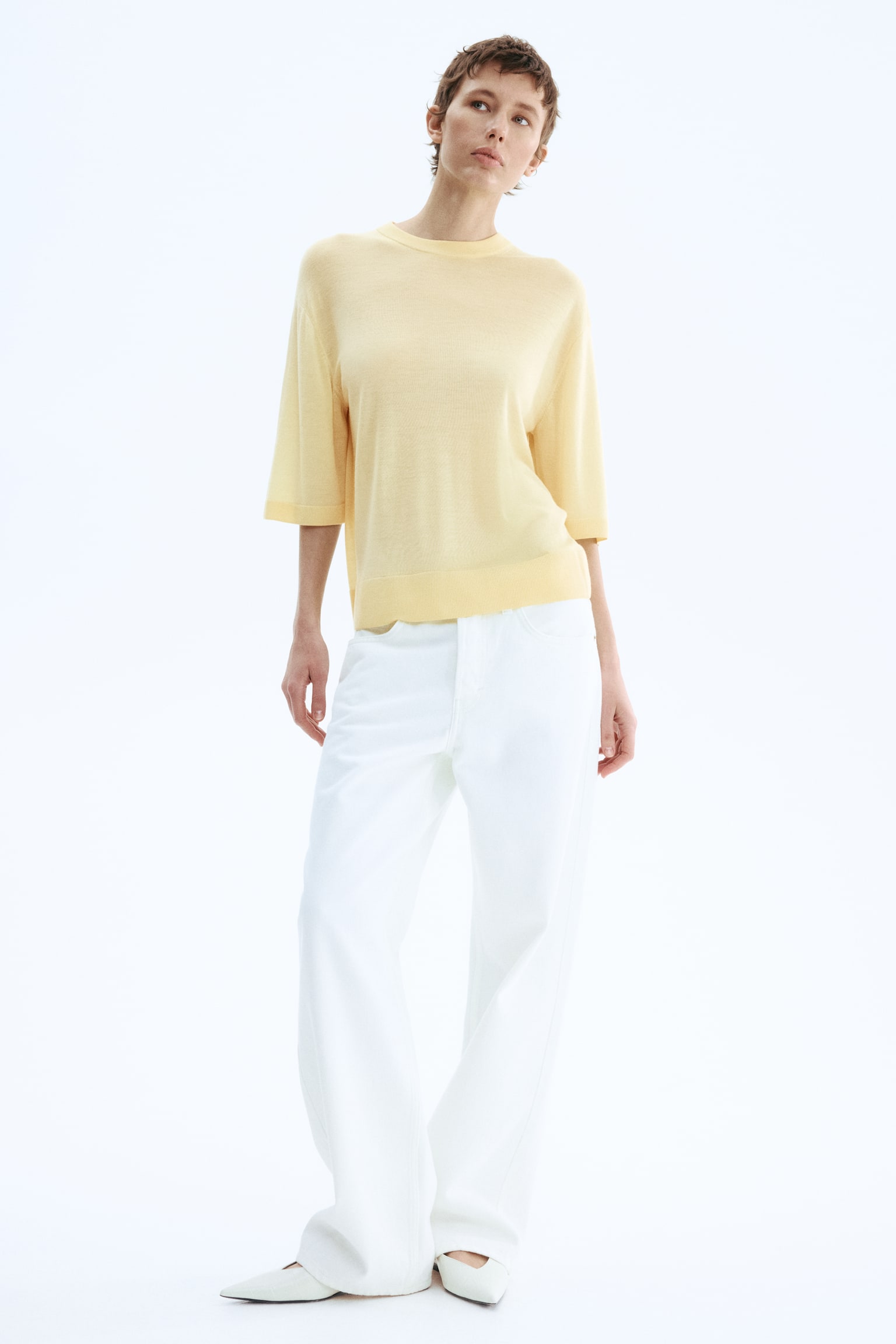 Tricou din lână merinos - Galben-deschis/Maro-închis/Taupe-închis/Negru - 4