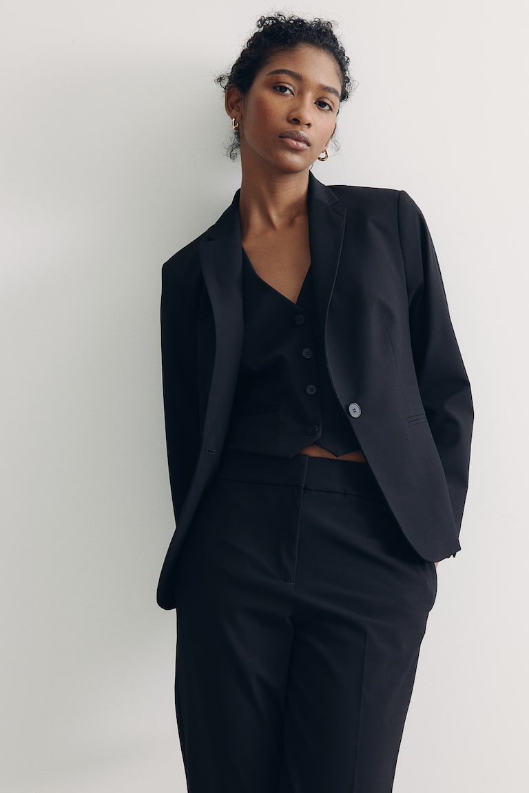 Fitted Blazer Black Ladies H&M US