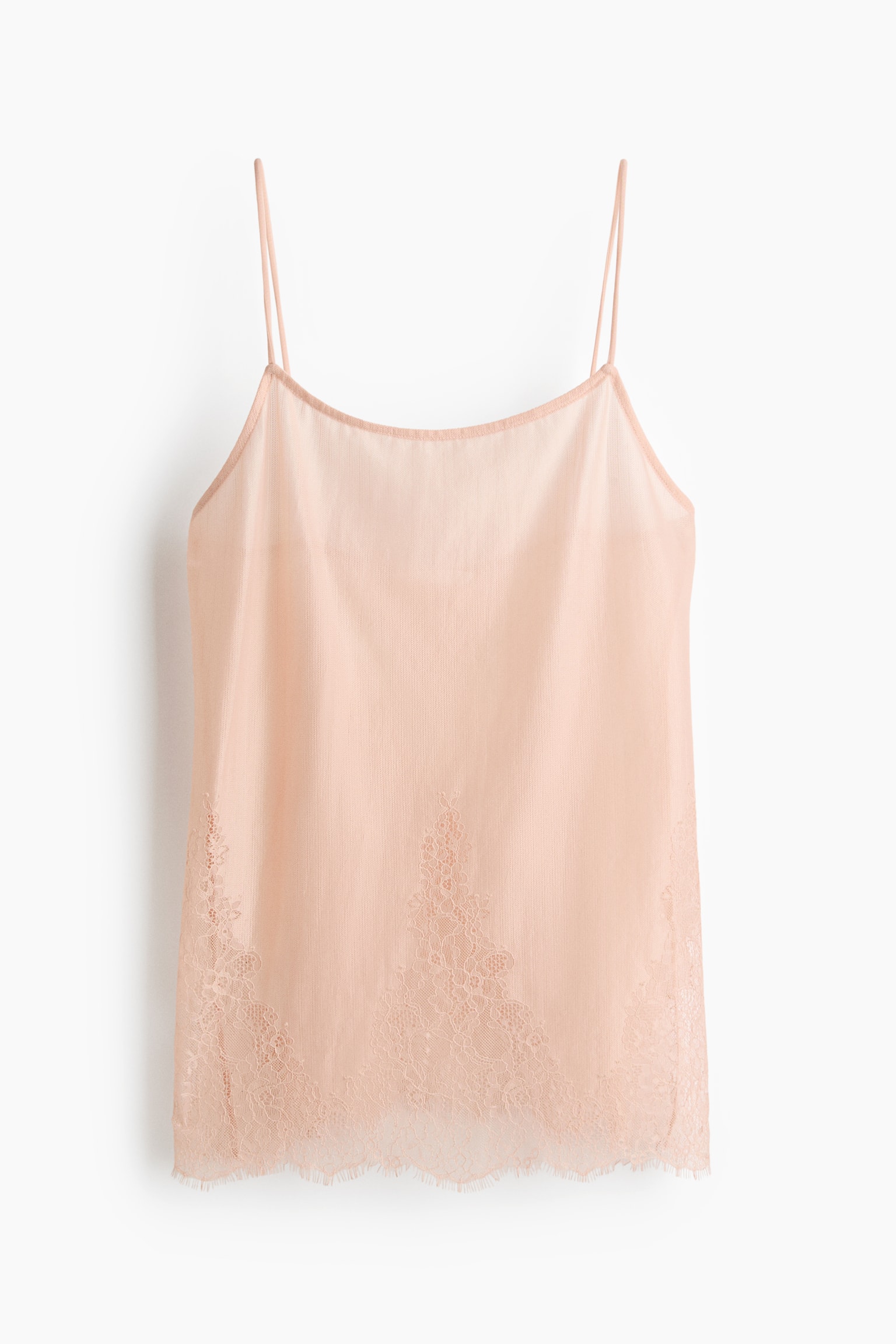 Lace-trimmed strappy top - Açık şeftali pembesi/Krem