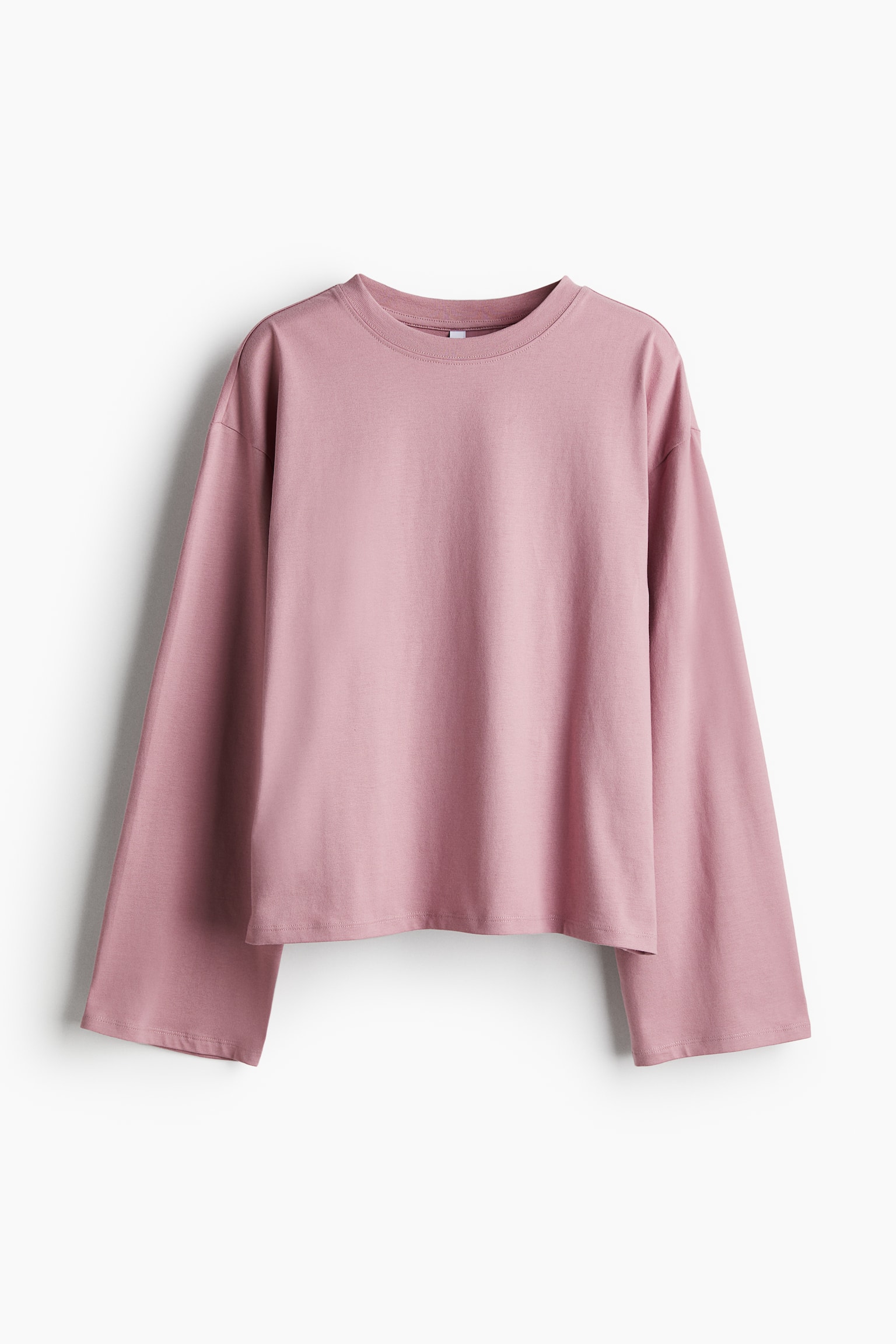 Long-sleeved cotton top - Dusty pink/Dark grey/Black/White/Light greige - 2