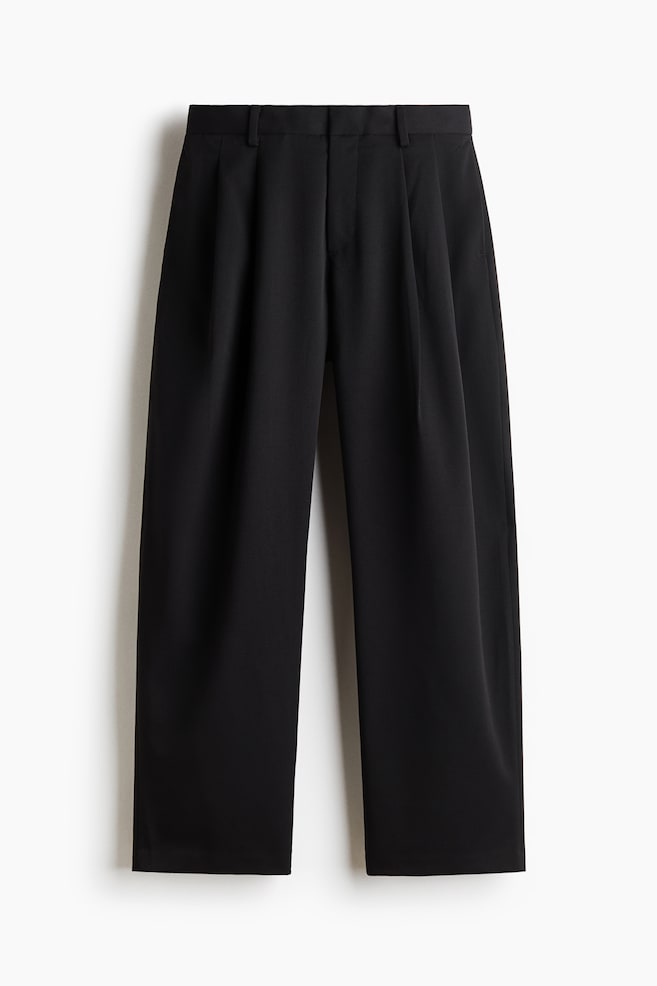 Loose Fit Tailored twill trousers - Black/Dark brown - 1