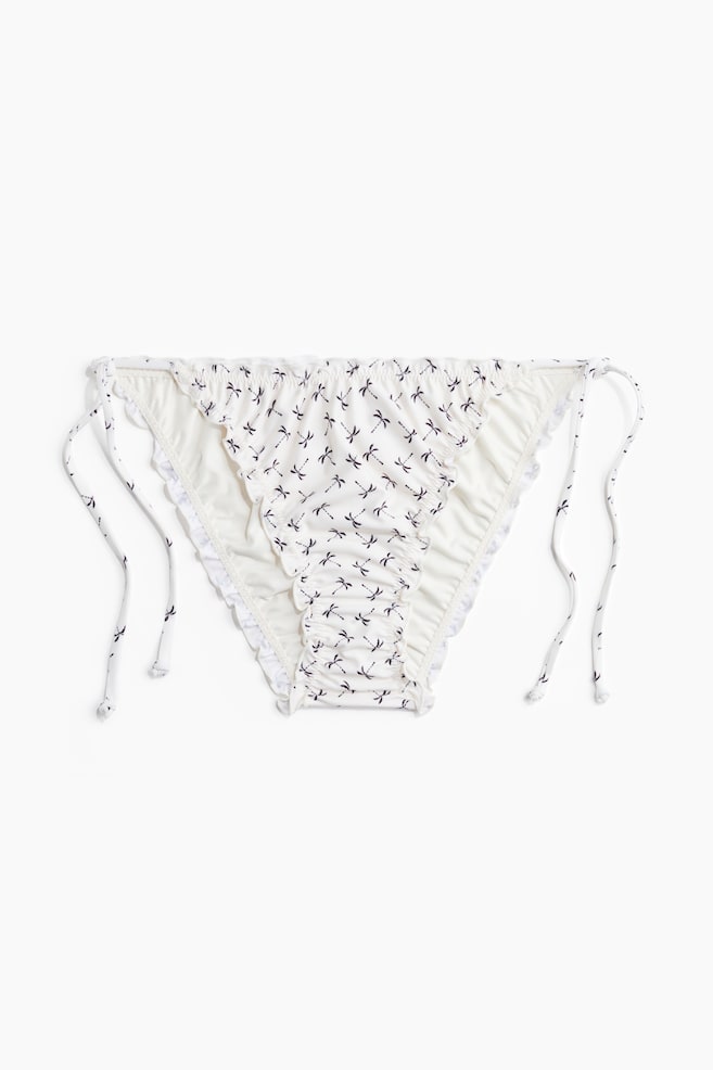 Tie tanga bikini bottoms - Cream/Palm trees/Light pink/Patterned - 1