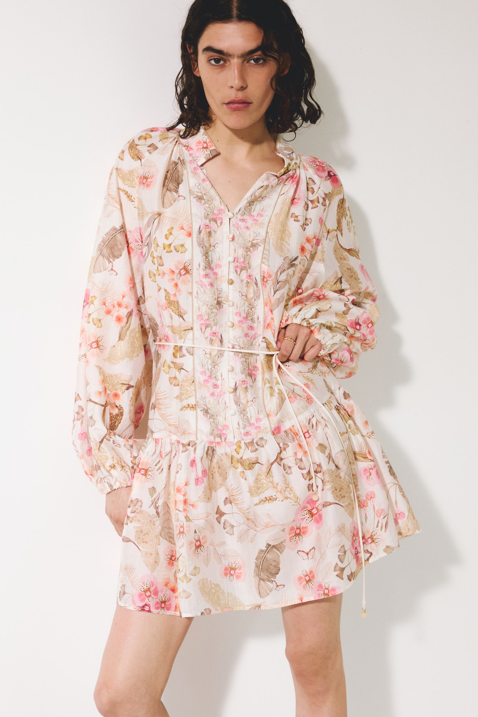 Short tunic dress - Cream/Floral - 3