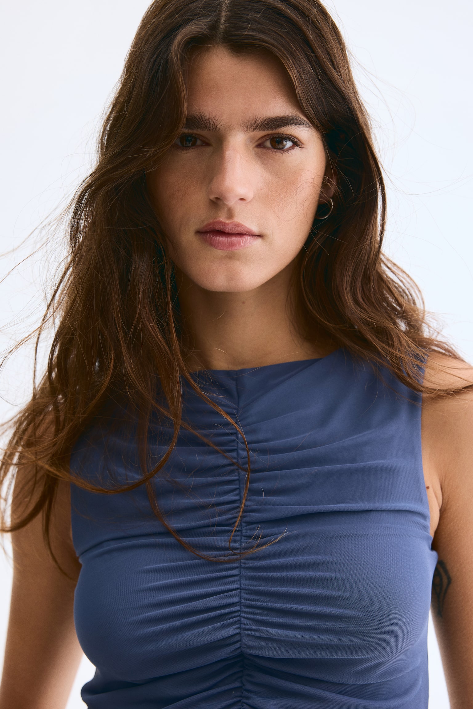 Ruched Top - Pigeon blue/Black/Brown/Burgundy - 6