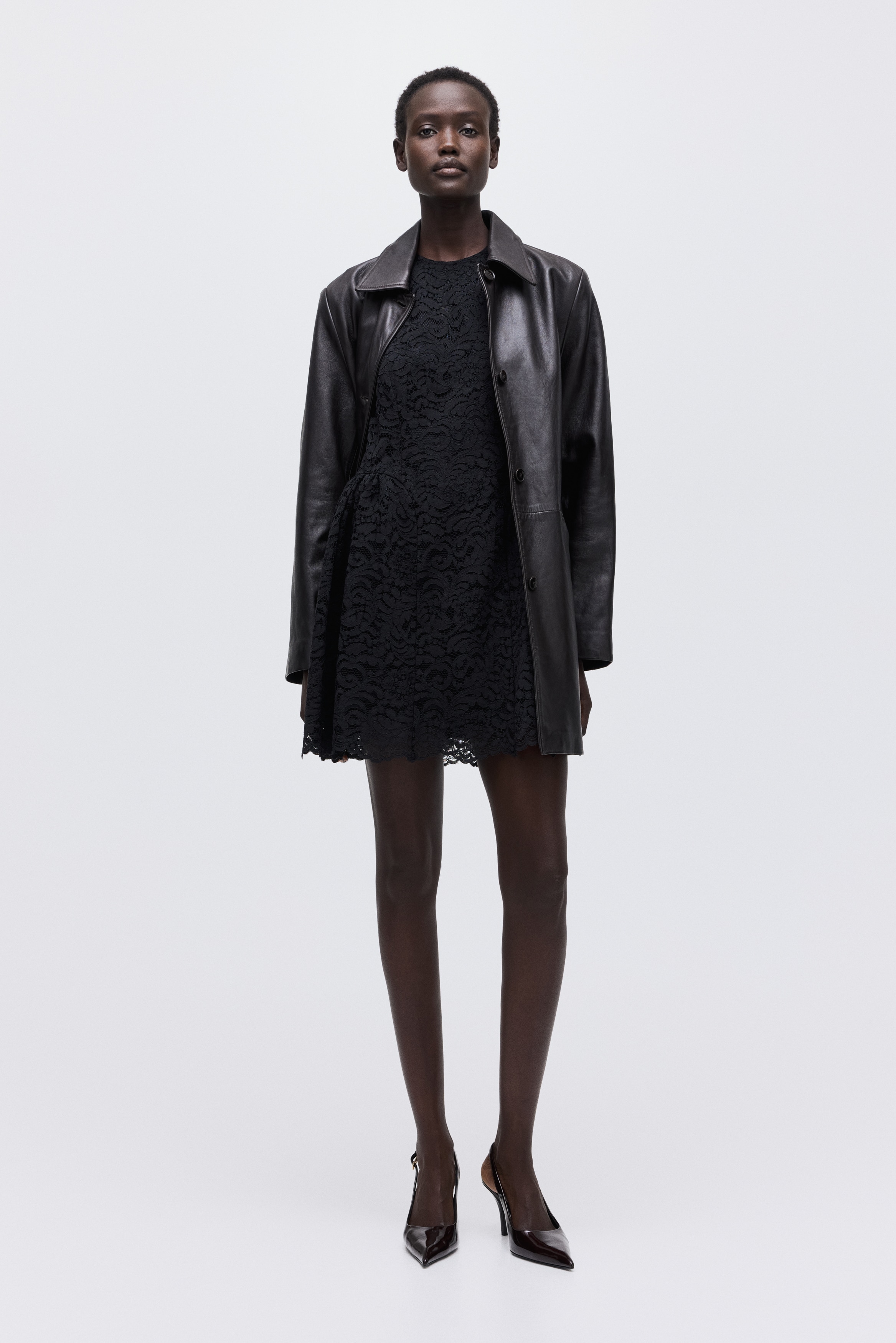 chinese dress ladies H&M Divided Black Faux Leather Belted Dress- Size XL – The Saved Collection