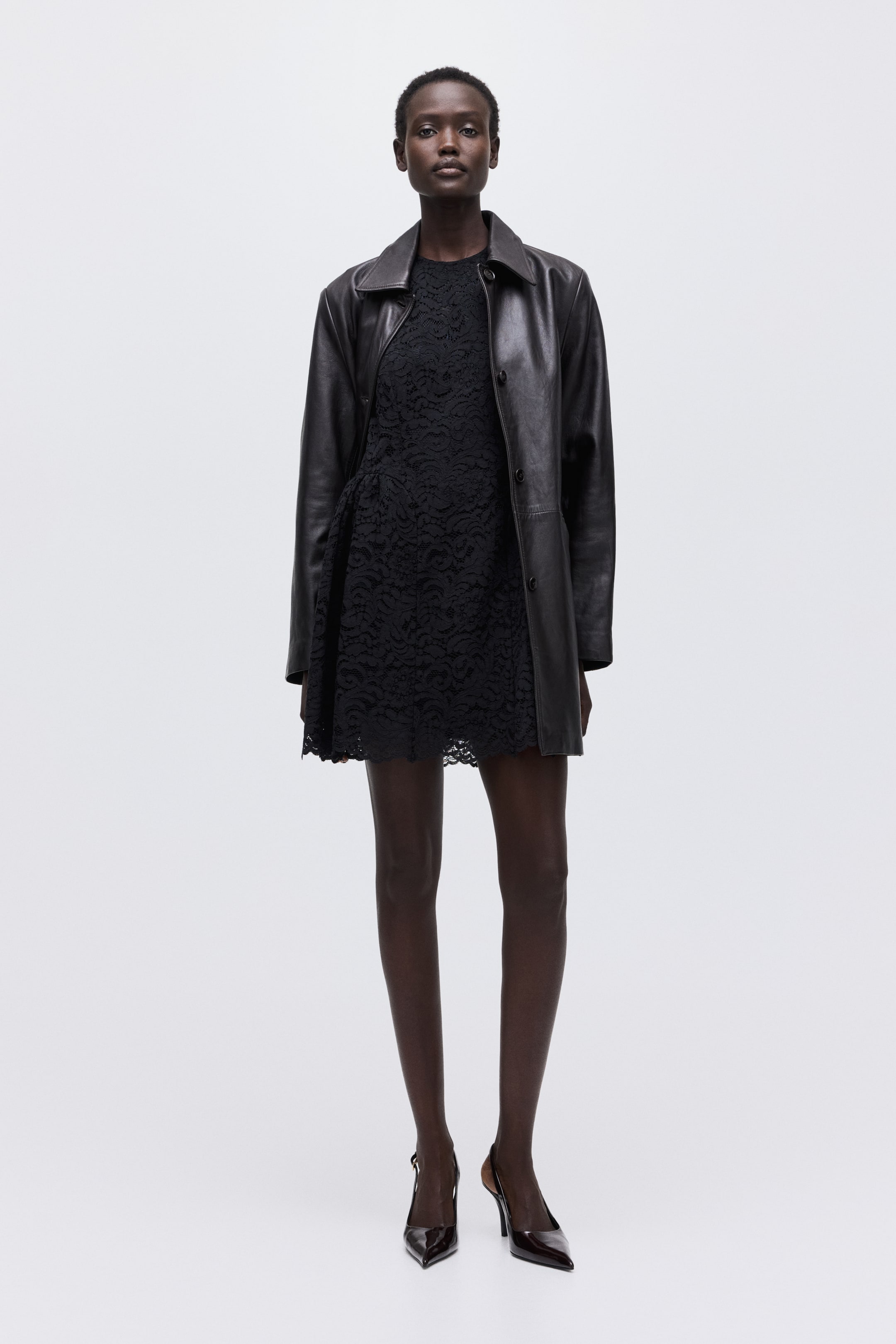 拡大画像を表示: フレアスカート レースワンピース - ブラック - レディース | H&M JP 2