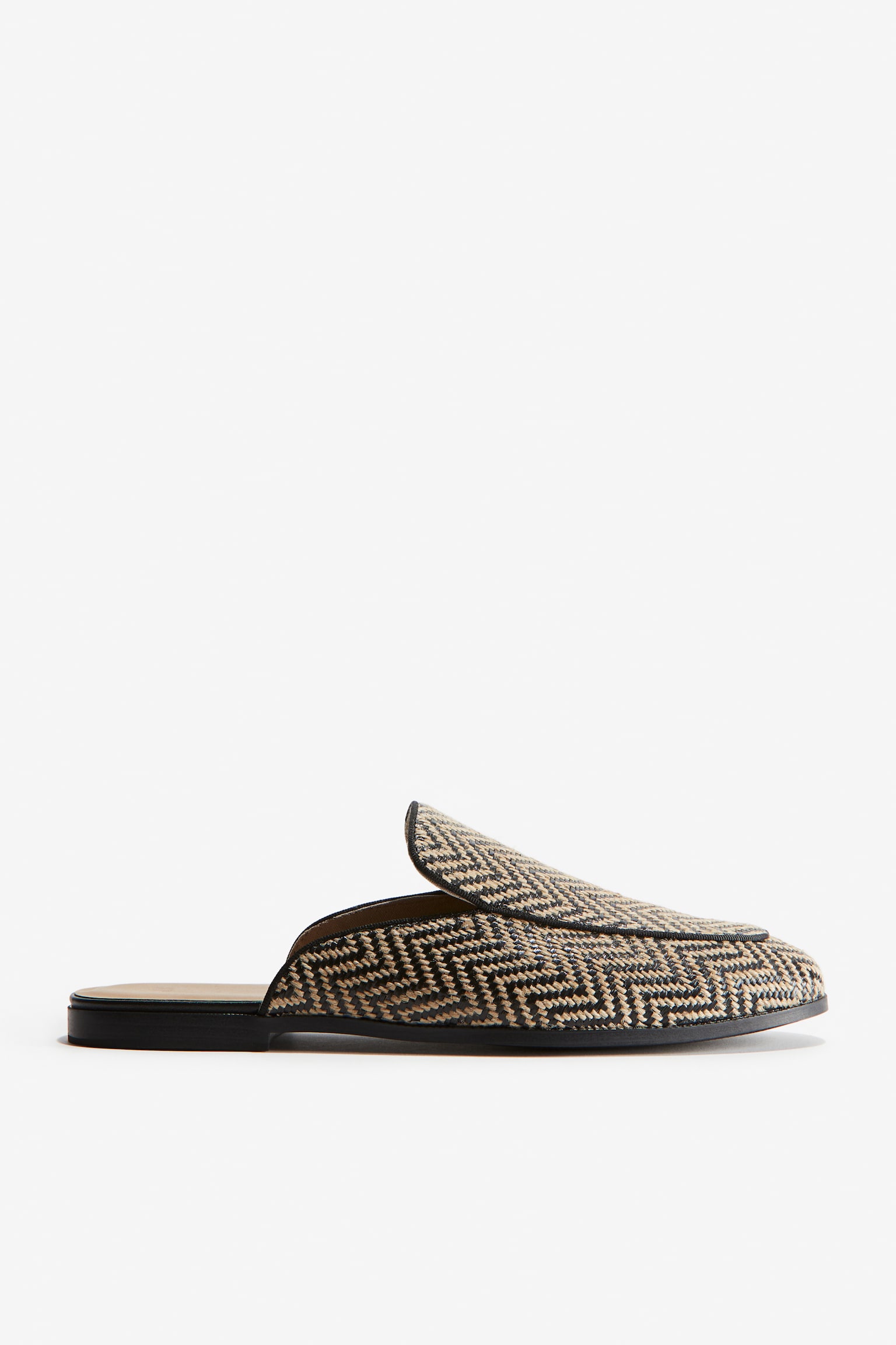 Mule Loafers - Beige/Zigzag pattern/Black/Black - 1