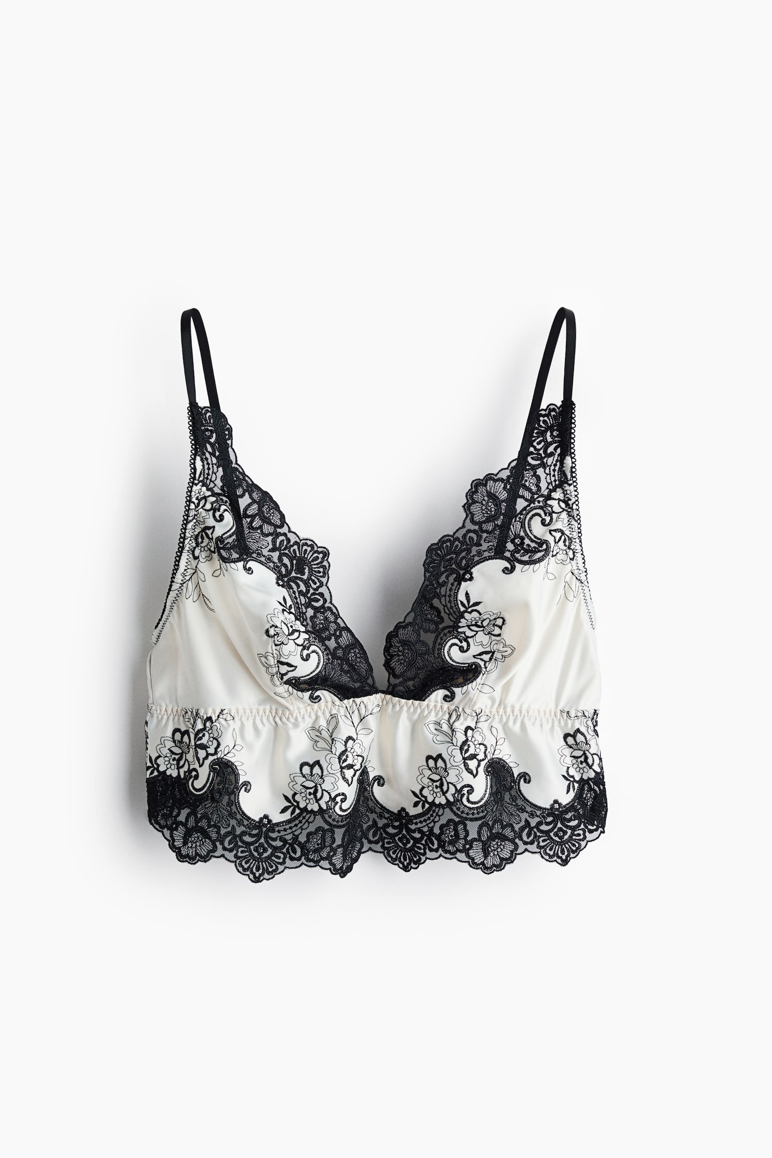 Бра Soft-Cup, атлас — H&M, цвет: Белый / Чёрный — фото 1